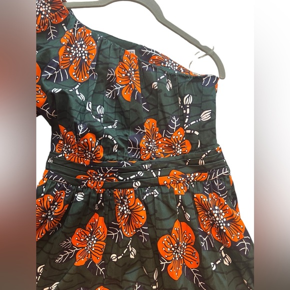 Autumn Adeigbo Trixie One Shoulder Green & Orange Floral Dress - Picture 12 of 14